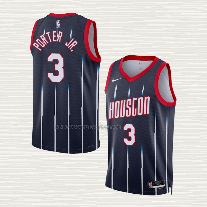 Camiseta Kevin Porter JR. NO 3 Houston Rockets Ciudad 2022-23 Negro